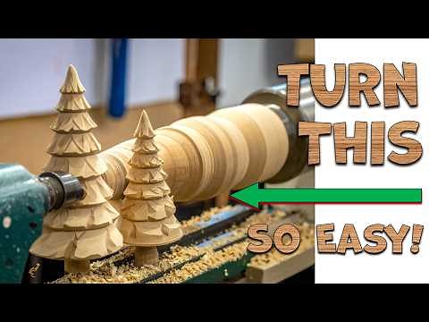 Woodturning & Carving Christmas Trees 🎄 (These Are Surprisingly Easy!)