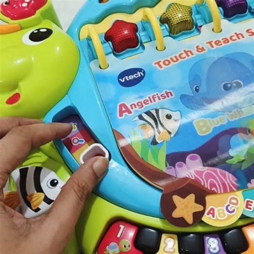 PreLovedToySpot on Instagram: "SOLD VTech - Touch & Teach Sea Turtle • Dive into early reading with your toddler in the Touch & Teach Sea Turtle™ interactive story book. A holographic cover, bright colors and light-up buttons draw and hold your little one's attention on eight double-sided book pages. • Sea creatures fill this deep-sea story with learning experiences focused on letters, numbers, colors and animals with three learning modes. • Press the piano key buttons on each page to hear the n