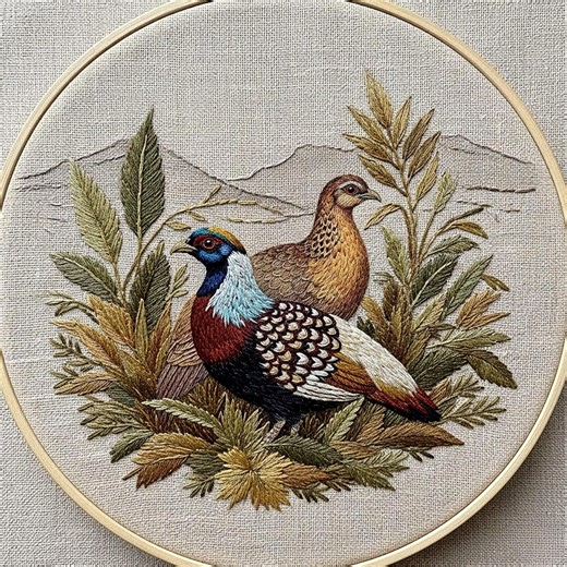 Vintage Birds Embroidery Pattern – Woodland Pheasant Hoop Art - Etsy
