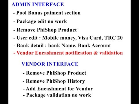 Admin Interface & Vendor Interface