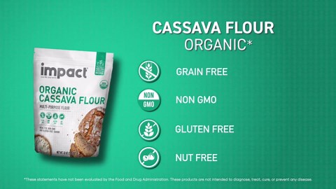 Impact - Organic Cassava Flour - Gluten-Free Baking Essential - Grain-Free Wheat Flour Substitute for Cooking and Baking - High Fiber, Easy to Use - 2lb