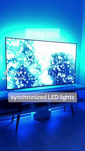 Synchronized LED lights for your tv #ledlights #philipshue #smarthome #foryoupage #fyp #moviescene #techtok #rgb #rgblights