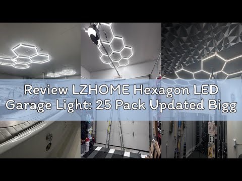 Review LZHOME Hexagon LED Garage Light: 25 Pack Updated Bigger Size, 26400LM Super Bright Car Detail