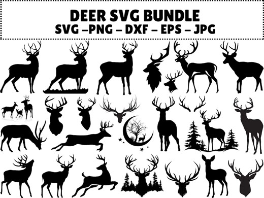 Deer SVG Bundle: Forest Silhouette, Deer Head Vector (commercial Use, Instant Download) - Etsy New Zealand