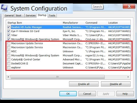 Clean Windows 7 StartUp with MSConfig