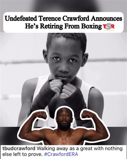 The Shade Room on Instagram: "#TSRSports: The undefeated middleweight champion of the world, #TerenceCrawford, 38, announced that he’s hanging up his gloves. The athlete, who has a 42-0 record (31 knockouts), took to social media to share the news with his fans. 🥊 (📸: @gettyimages) ✍🏾: #TSRStaffLG"