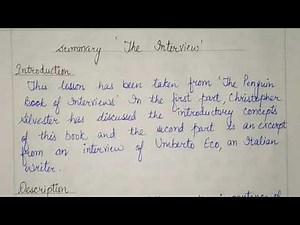 Summary of The Interview class 12 in hindi The interview Summary The interview Class 12th english
