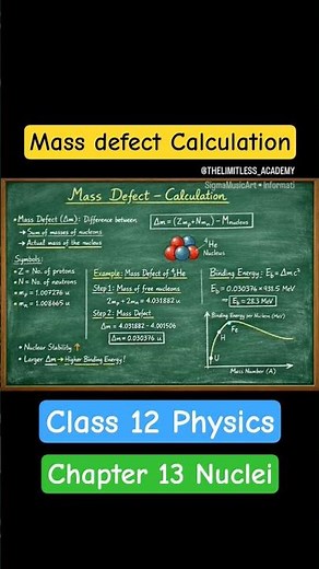 Mass Defect calculation l Chapter 13 Nuclei Class 12 Physics #nuclei #class12physics #massdefect