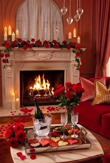 This Romantic Fireplace Feels Like Valentine’s Magic ❤️ Cozy Love Ambience