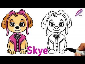 How to Draw Cute Skye from Paw Patrol Step by Step | Paw Patrol Skye Drawing Easy