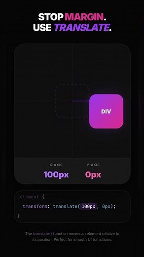 CSS Translate Visualized in 5 Seconds 😳🔥 #css #coding #csstutorial #programming #code #html #webdev