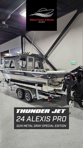 Ready to Go - 2026 Thunder Jet 24 Alexis Pro! 🛥️ Available in Gun Metal Gray | Get 17% OFF MSRP during our Fall Sale! Built for serious anglers and big-water explorers, the 2026 Thunder Jet 24 Alexis Pro sets a new benchmark in heavy-duty aluminum boating. This model delivers exceptional strength, precision, and comfort — backed by ESPAR D4 Diesel Heating, a Mercury 300HP V8 DTS FourStroke plus a 15HP Pro Kicker for flawless trolling control. Key Specs: ☑️ L.O.A.: 26’5” | Beam: 102” ☑️ 16° Deep
