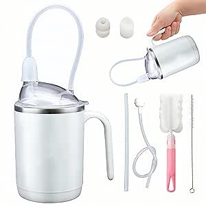 Adult Sippy Cup for Elderly Spill Proof with Long Straw, 15.2oz Stainless Steel Lightweitght No Spill Cup for Seniors/Adults with Flexible Straw Clear, Health / Household Essentials / Assisted Living