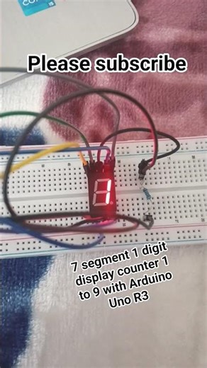 7 segment 1 digit display counter 1-9 with Arduino Uno R3 #arduino #breadboard