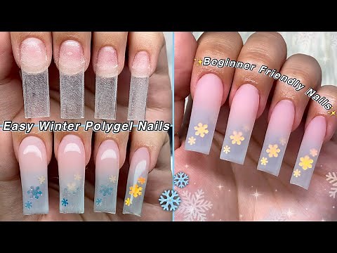 EASY WINTER POLYGEL NAILS❄️ BEGINNER FRIENDLY NAILS & POLYGEL OMBRE APPLICATION! | Nail Tutorial