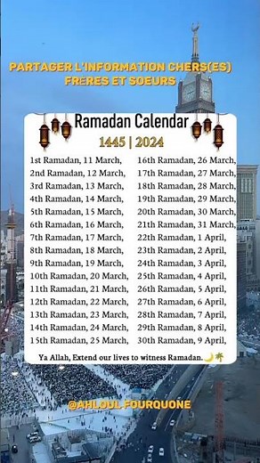 Calendrier du Ramadan 2024 🌙✨#ramadan #calendar #calendrier #spiritualité #islamic #allahakbar #vue