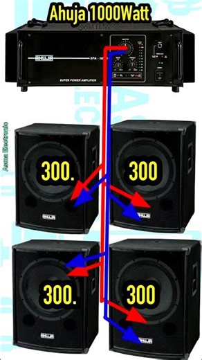Ahuja 1000 Watt Amplifier 🔥 4×300W Speakers Full Power Connection ⚡ #djsetup #ahuja