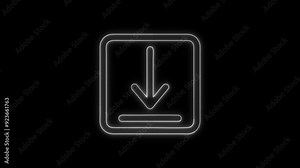 Download Square Button Icon - 4K Animated Design with Linear Symbol on Black Background