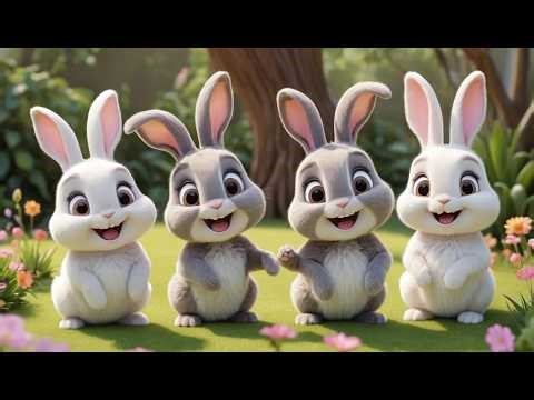 Five Little Bunnies in the Garden | Cute Animal Song & Counting Nursery Rhymes