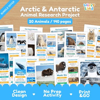 Arctic & Antarctic Animals Research Project BUNDLE | Polar Animal Report Writing