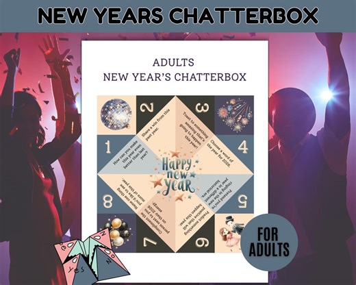 Printable Paper Fortune Teller, Chatterbox, Origami Cootie Catcher, Adult New Years Game - Etsy