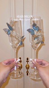 Butterfly Kisses Crystals Champagne Flute - When every toast feels like a kiss from a dream. Delicate. Romantic. Unforgettable. Designed to enchant, these flutes transform your dinner table into a fairytale setting. As you pour your champagne and raise a glass, soft sparkles dance through the air—like a butterfly’s kiss captured in crystal. | Anaïs Candle