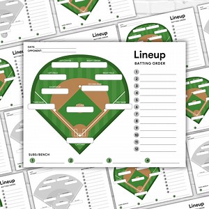 Editable Baseball Lineup,softball Lineup,baseball Chart Cards,baseball Field Position Sheet,batting Order Sheet,baseball Game Day,coach Gift - Etsy