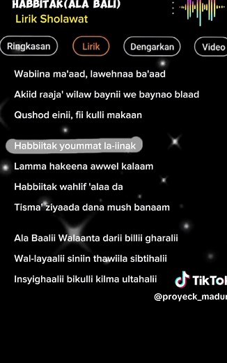 Lirik Habbitak - Lagu Arab Sholawat Full dengan Tekstur Lengkap