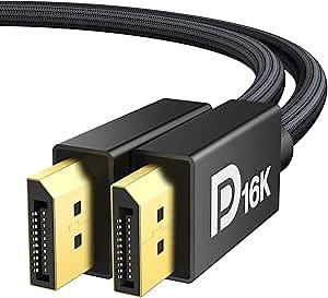 IVANKY 80Gbps Displayport Cable 2.1, 16K DP Cord [16K@60Hz,8K@120Hz,4K@240Hz], Display Port 2.1 Cable Support HDR10, HDCP, DSC 1.2a, for 5090,7900Graphics/PC/TV/Gaming Monitor, 6.6FT