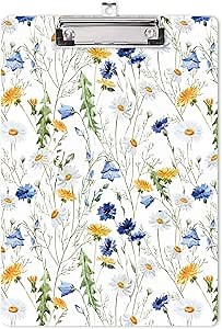 Hongri Wooden Clipboard, Fashion Design Clip Board for Classroom Students,Teacher, Women, Kids, Cute Custom Pattern, Standard Letter Size 9 x 12.5 in with Low Profile Metal Clip, Weed