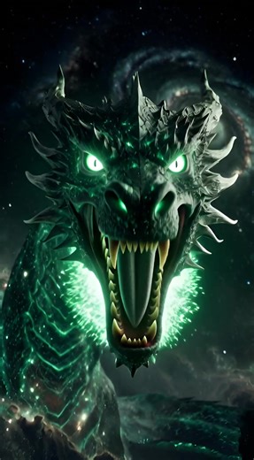 Verdraxis: Emerald Cosmic Dragon in Space Art