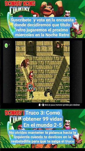 Donkey Kong Country cheat 3: how to get 99 lives