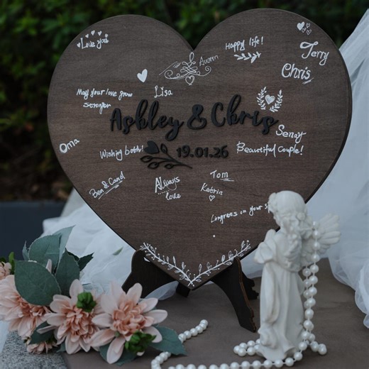 Personalized Wedding Guest Book,wooden Heart Shape Guest Book,wedding Table Decor - Etsy Australia