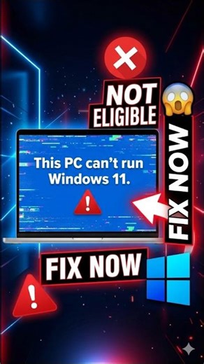 PC Not Eligible for Windows 11? 😱 Fix This! #shorts
