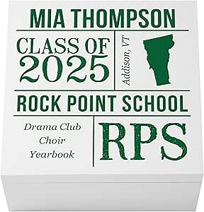 Let's Make Memories Personalized Keepsake Box - For Graduation Class of 2026 or Any Year - Graduate Memento Box - Customize For Any Grad and School - 6" Hx12 Sq - All About The Graduate - Green
