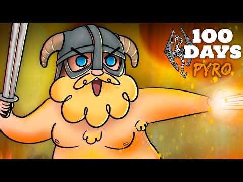 I Spent 100 Days In Skyrim Legendary Difficulty... But I'm A Pyro Spellsword (Skyrim Movie)