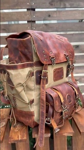 Handmade Travel Laptop Backpack, Waxed Canvas & Leather 45L Carry On Review