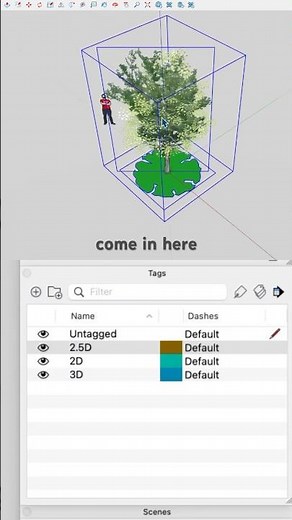 creative use of tags and components #sketchup #3d #landscapedesign