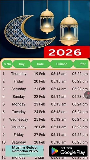 Ramadan 2026 Calendar & Prayer Times App | Muslim Guide: Ramadan 2026
