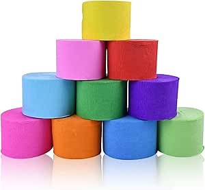 Crepe Streamer 12 Colors Party Streamers 1.77 in x 82 Feet Crepe Paper Roll for Birthday，Family Gathering, Graduation Ceremony Decor and Crafts