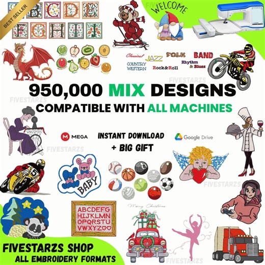 Machine Embroidery Design Bundle – Over 950,000 Files in Various Formats (instant Download) - Etsy