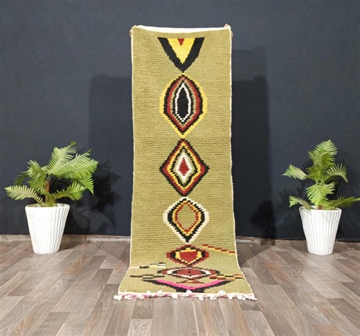 Green Custom Runner - Handmade Runner Rug, Hallway Runner Rug- Authentic Moroccan Wool Rug- Narrow Morrocan Rug - Berber Runner Rug - Etsy
