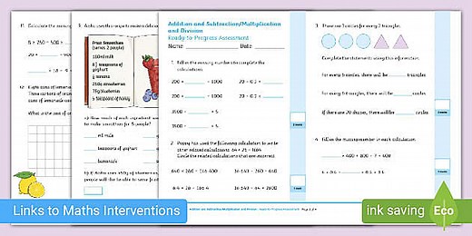 Assessment of Year 6 Ready-to-Progress Criteria: Addition and Subtraction/Multiplication and Division