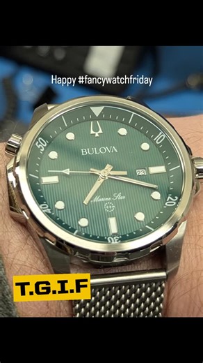 Erik Fritz| watches and humor on Instagram: "Me: Checks watch Also me: "Is it 5:00 yet?" Watch: "Sir, it is 8:15 AM." ​Marine Star looking way more professional than I feel right now. Let’s get to the finish line, people! 🏁💚 #WeirdShotWeek hosted by @__timenist__ and @gismographyfinland #tgif #watchfam"