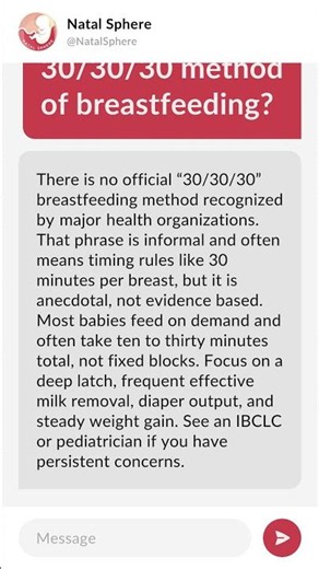 What is the 30/30/30 method of breastfeeding?