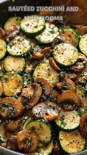 Zucchini and mushrooms sliced and sizzled. Sprinkle salt, pepper, herbs. Sauté 3–7 minutes until tender. Butter melts, garlic blooms—savory, golden, and aromatic. Ingredients ➤ 1 Tbsp olive oil ➤ 3 Tbsp butter, divided ➤ 2 small zucchinis, sliced ➤ Salt & pepper to taste ➤ 1 small yellow onion, finely diced ➤ 1 lb button mushrooms, cleaned and dried FULLL Recipe in First Cօʍʍеոτ 👇👇 | Nessy Recipes
