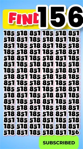 Find 156 Challenge | Can You Spot the Hidden 156? 🔍