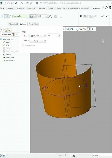 Creo Part Modeling II Revolve Surface II Surface Modeling....#shortsviral #shorts #engineering