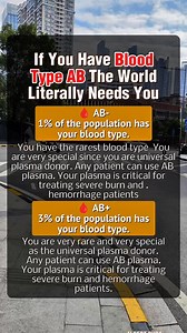 9K views · 35 reactions | 喝 BLOOD TYPE AB? You're Blood Type is EXTREMELY RARE And It Could Save Millions 喝喙贈變嗢易勞✨ #BloodTypeFacts #RareBloodType #UniversalPlasmaDonor #HealthAwareness #MedicalFacts #BloodDonationMatters #LifeSavingFacts #BloodTypeAB #HealthTrivia #SaveLives #TraumaCare #BurnVictims #ABNegative #globalhealth #worldwide #meta #trendingreelsvideo #highlighteveryone #reelsvideo #fypシ゚ | Albert Dura | Facebook
