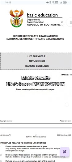 Life Sciences Paper 1 Memorandum May/June #matricresults #matricrewrites #matricupgrade #gospel #afterschool